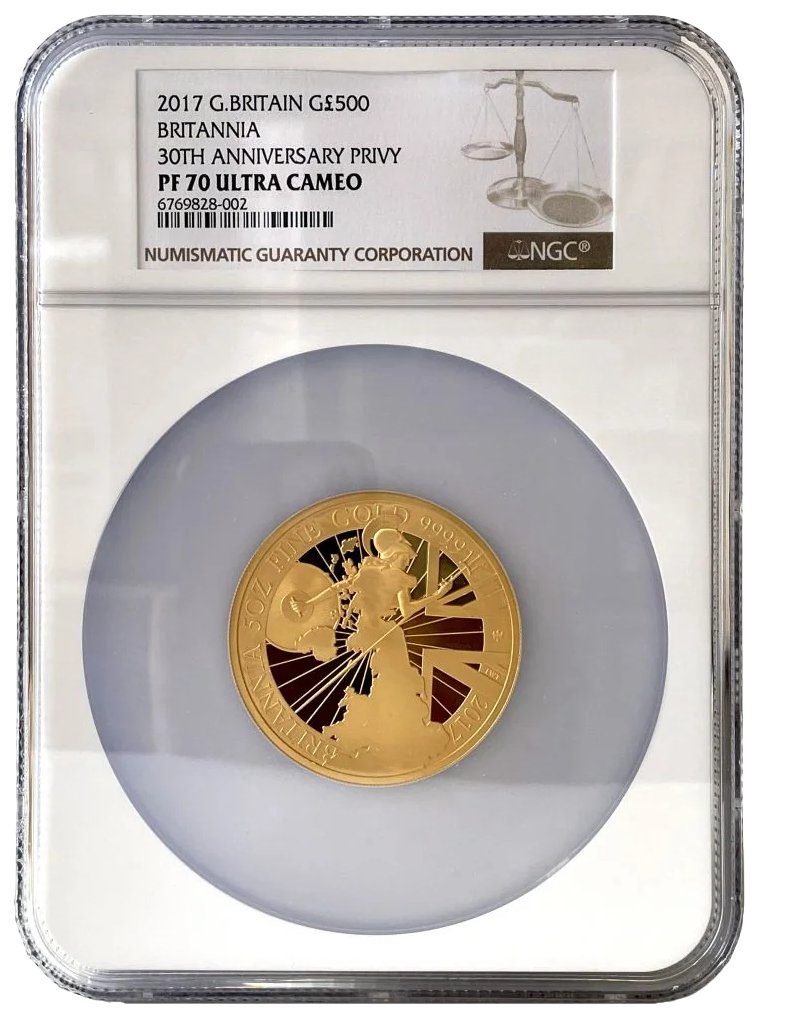 2017 Elizabeth II Britannia 5oz gold proof PF70 graded coin